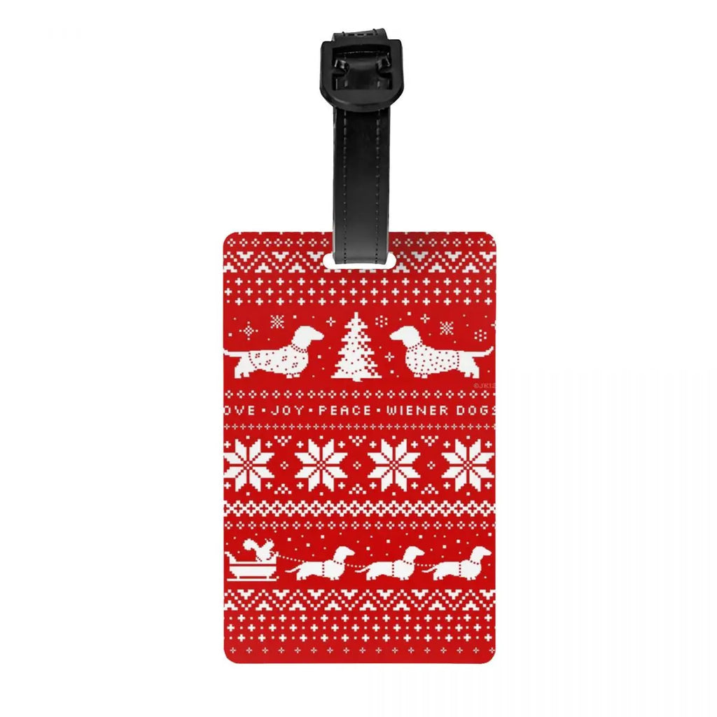 Custom Dachshunds Dog Luggage Tag Privacy Protection Badger Sausage Wiener Baggage Tags Travel Bag Labels Suitcase