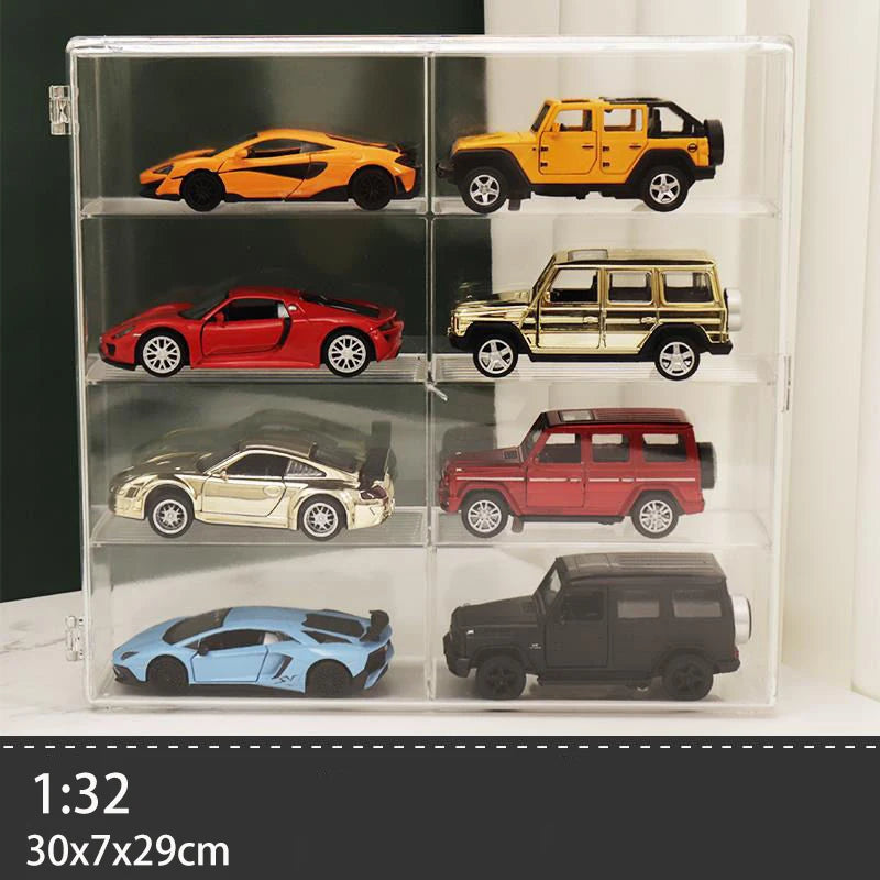 1/32/64 Transparent Acrylic Car Model Display Cabinet 8 Lattice Dustproof Storage Box Hot Wheels Matchbox Toy Storage Box