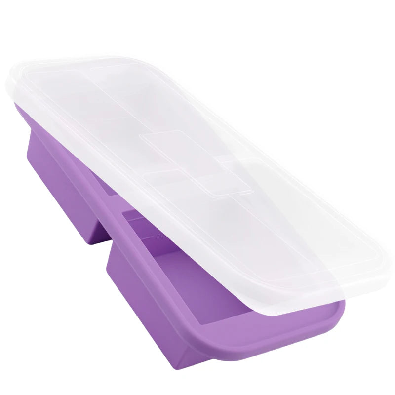 Silicone Freezing Mold Food Container with Lid Ice Cube Mold Storage Box Divided ice box for Soups Drinks Herbs juices