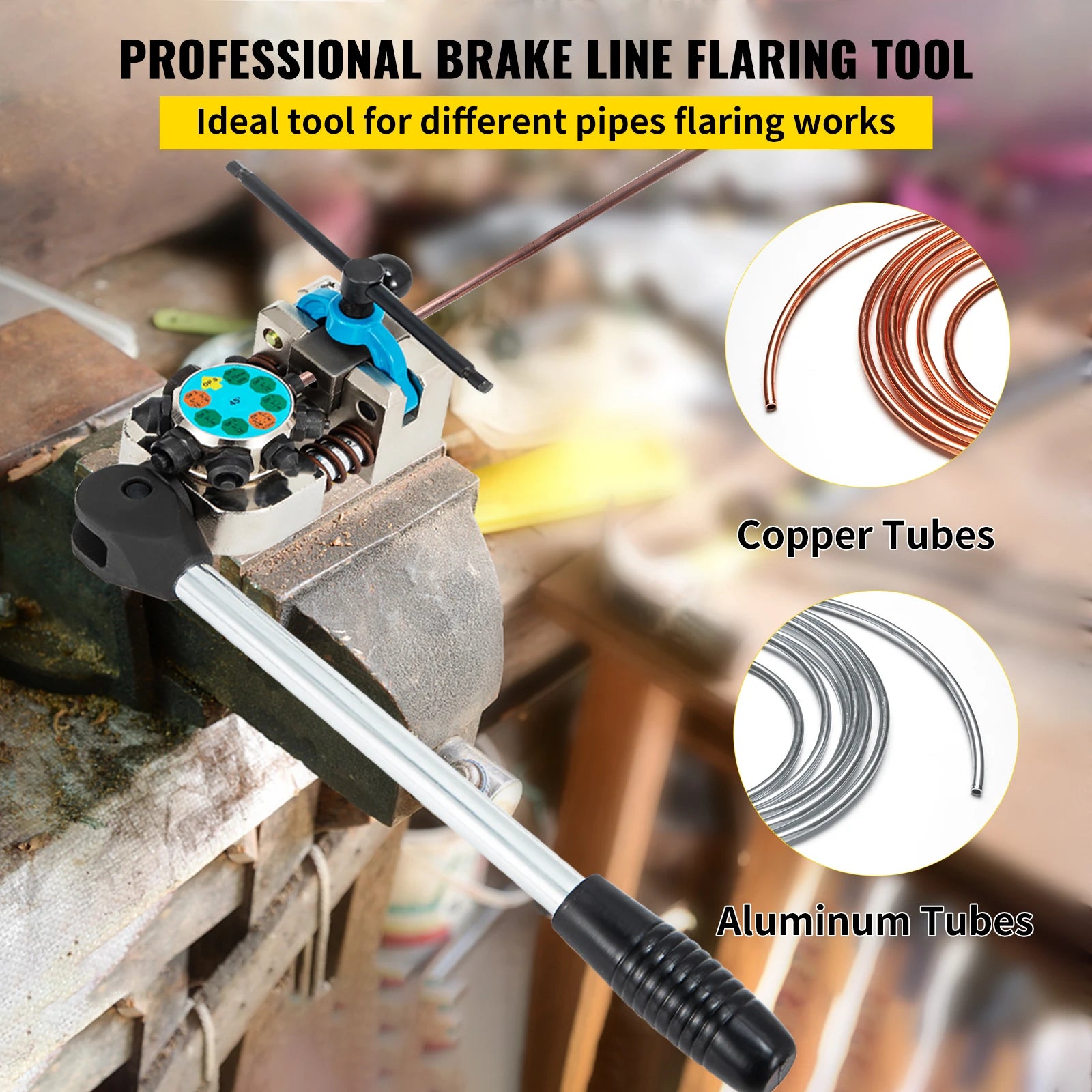 SucceBuy Brake Line Flaring Tool 45° Double Flares for 3/16" 1/4" 5/16" 3/8" Tube Size Suitable for Soft Metal of Copper Lines