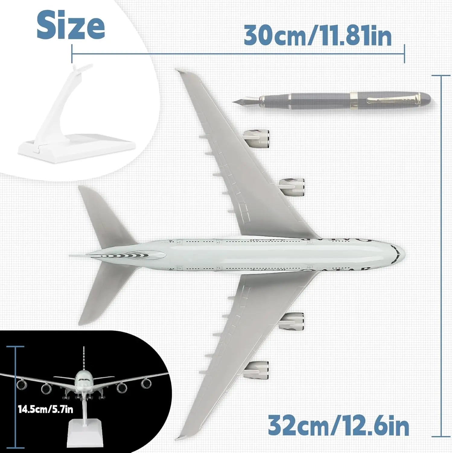 Model Airplane Toy 30cm Qatar A380 Plane Model Desk Accessories Aircraft Model Diecast Resin Planes Collect Room Decor