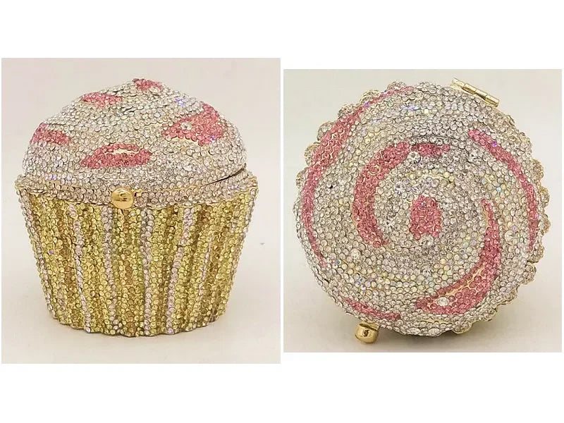 Boutique De FGG (in stock) Women Cupcake Clutch Evening Bag Crystal Wedding Purse and Handbag Bridal Party Minaudiere Bag