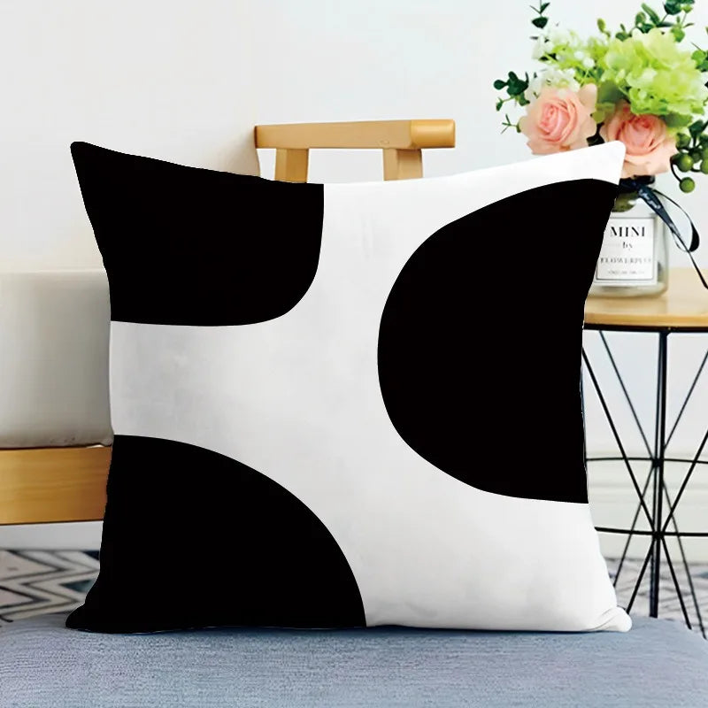 Black and White Ins Style Double-sided Printed pillow cover Short plush Suitable living rooms bedrooms sofas throw cushion cover