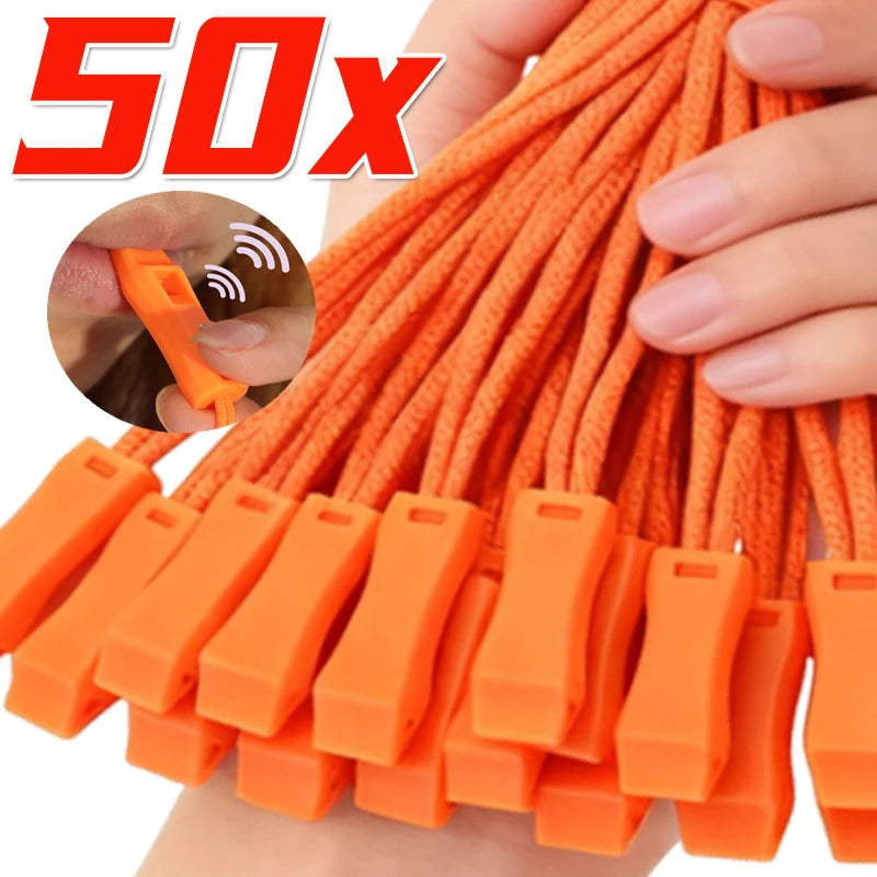 Outdoor Survival Whistle Camping Hiking Rescue Emergency Whistle Diving Football Basketball Match Whistle Anti Loss Clip 1-50pcs