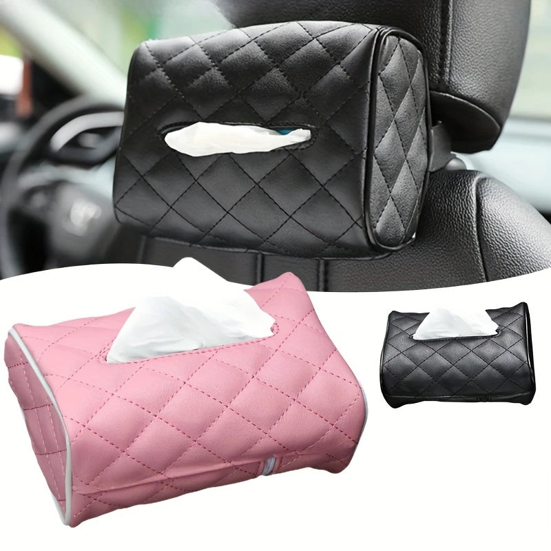 1pc Pink/black Automobile Universal Tissue Car Sun Visor Tissue Box Holder Auto Interior Storage Decoration For Universal Car