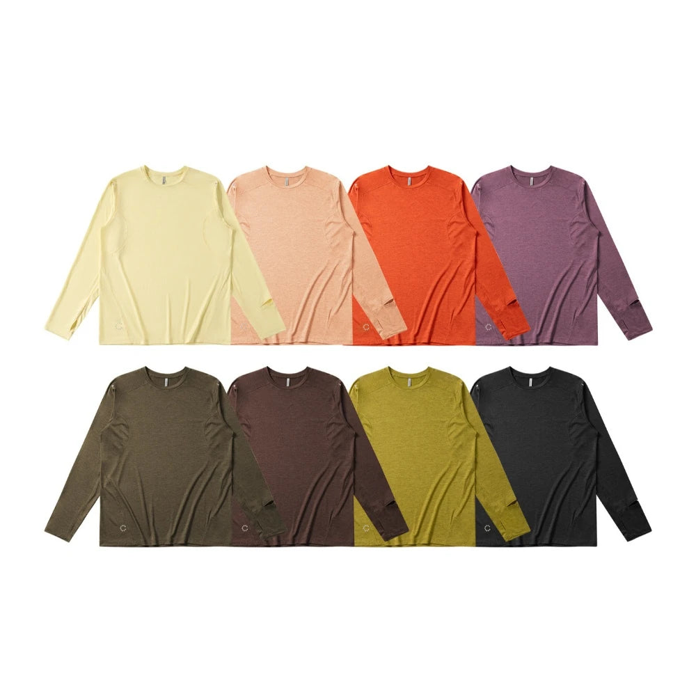 Men's Quick Dry Long Sleeve T-Shirt Sports Running Tee Summer Breathable Lightweight Fitness Gym Workout Top Activewear