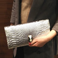 Women Snake Embossed Clutch Bag Elegant Jewelry Inspired Lock Luxury Chain Shoulder Bag 2026 Trend Envelope Party Evening Purse