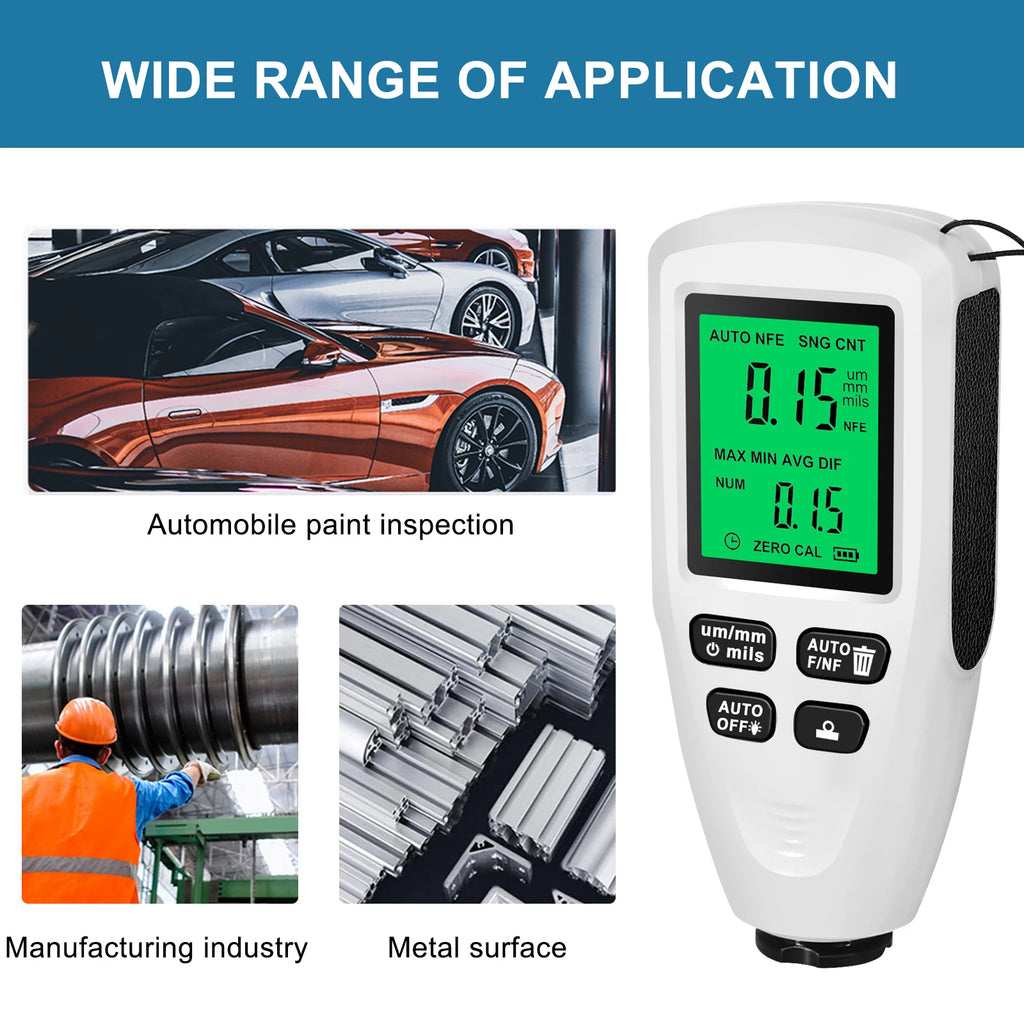 Car Paint Coating Thickness Gauge Electroplate Metal Coating Thickness Tester HW-300 0-2000UM Fe and NFe Film Automatical Tester