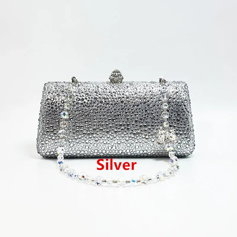 Luxury Ladies Clutch Evening Bag Crystal Rhinestone Butterfly Bag Chain Wedding Party Golden Wallet Christmas Gift Shiny Handbag