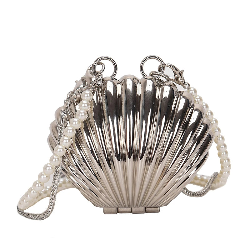 2025 New Summer Lipstick Bags For Women Fashion Pearl Mini Purse Crossbody Bag High Quality Gold Shell Bag Designer Shoulder Bag