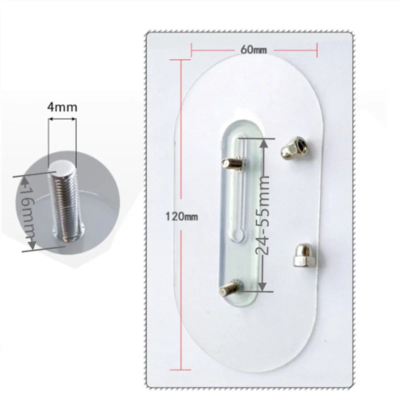 2Pcs Strong Adhesive Seamless Sticky Wall Hook Nail Mounting Rack Double Pegs Adjustable Screw Stickers Wall Picture Hook Kits