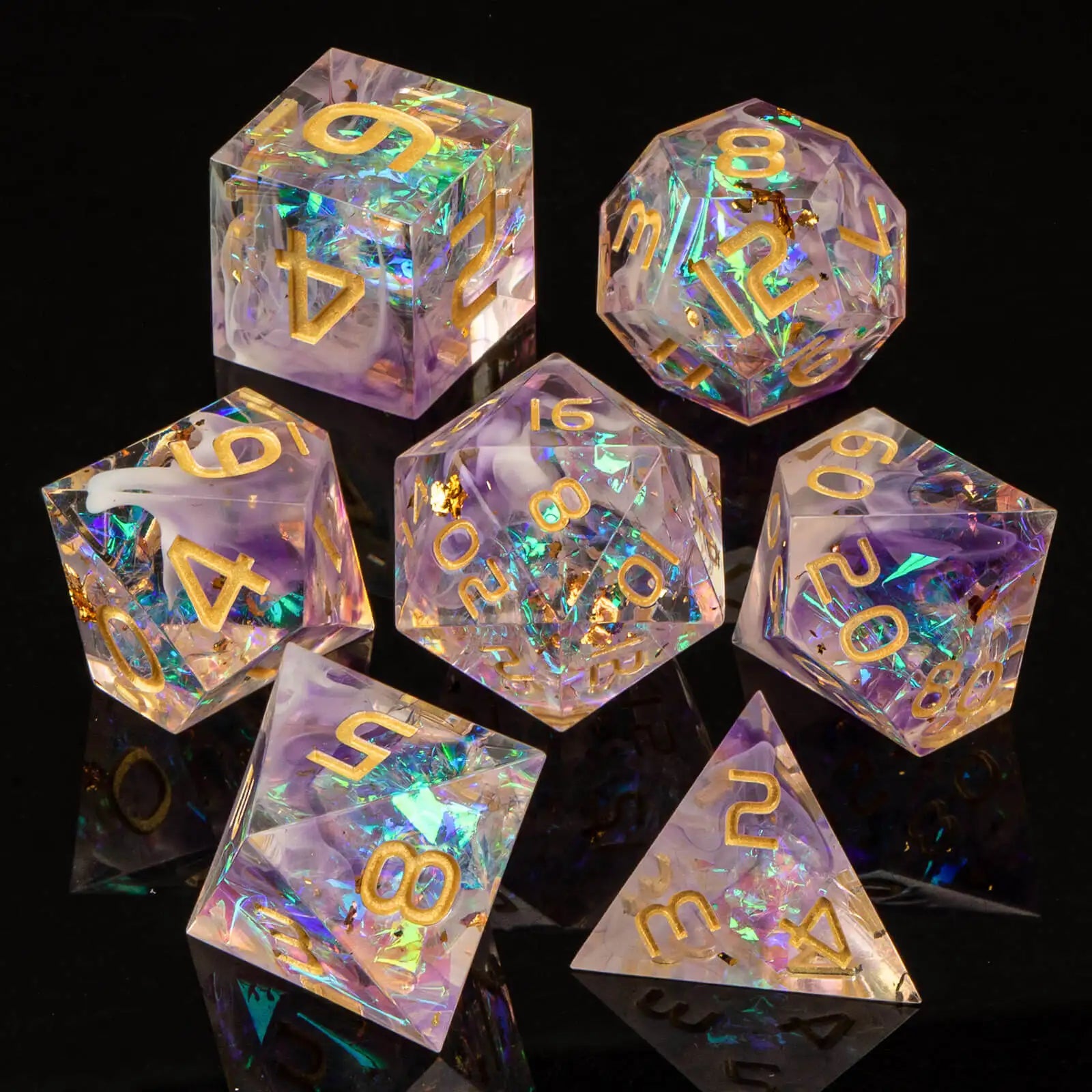 Resin Sharp Edged DND Dice, Handmade Dungeons and Dragons Dice Set D&D, RPG Polyhedral D and D Dice Set for Role Playing Game