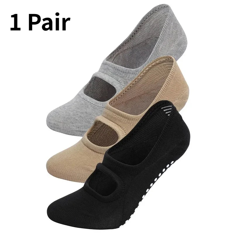 3 Pairs  Women Backless Yoga Socks Non-Slip Pilates Socks Invisible Floor Socks for Aerobics Dance Trampoline Fitness