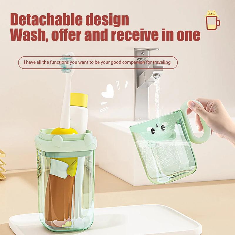 Cartoon Cup Lid Integrated Toothbrush Box Travel Portable Elephant Toothpaste Toothbrush Holder Student Dormitory Holder
