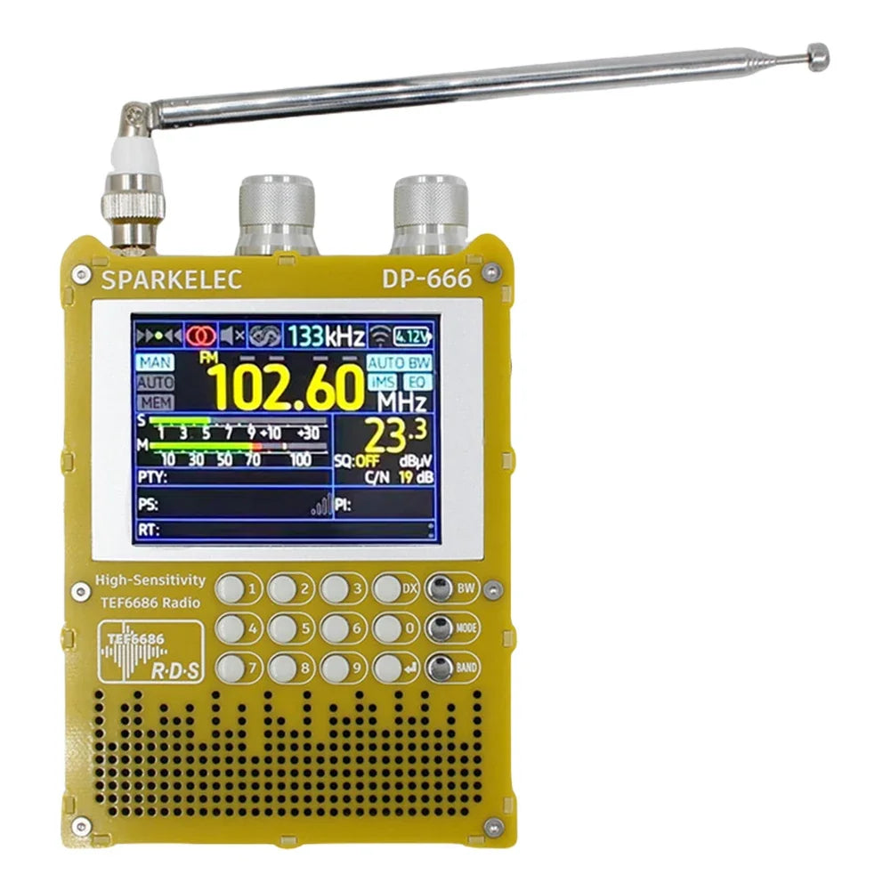 New DP-666 TEF6686 Radio High Sensitivity Full Band FM AM LW MW SW Shortwave ESP32 RDS 2.8 inch IPS LCD