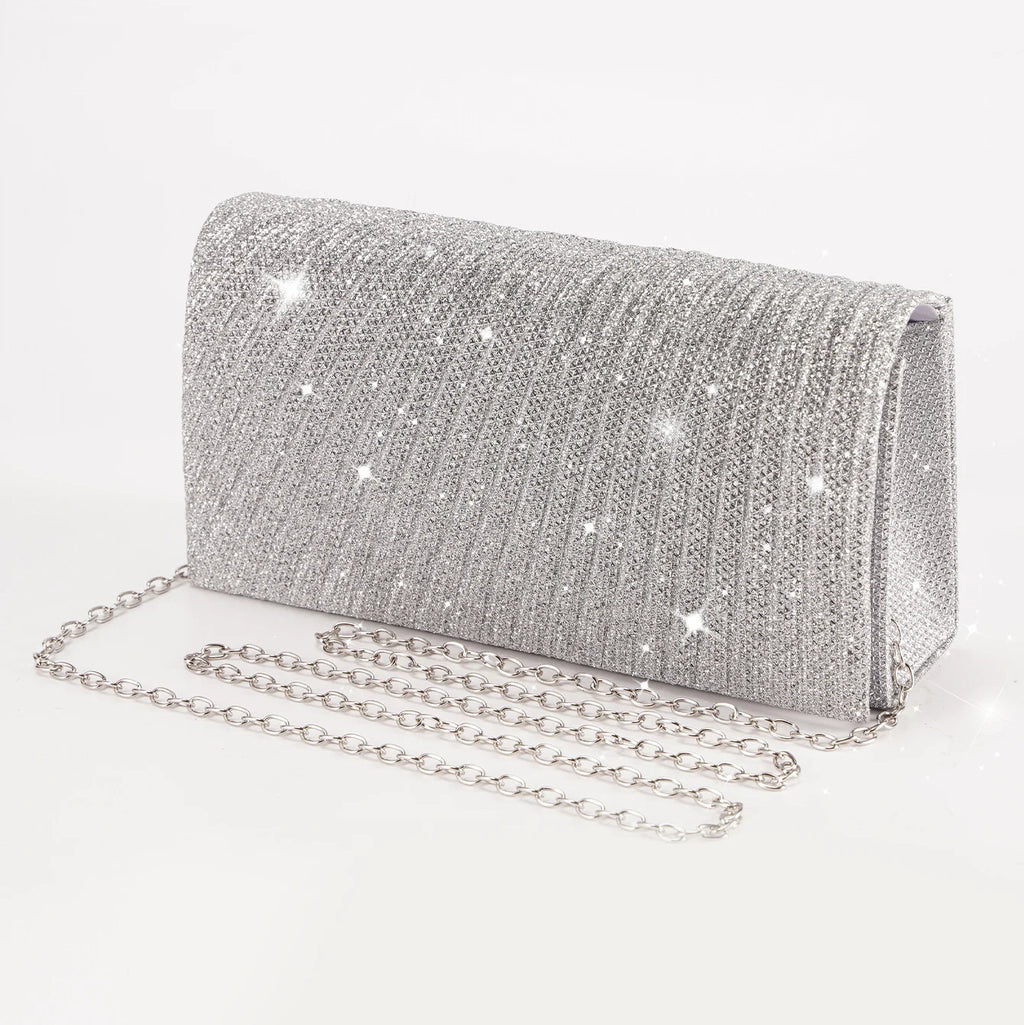 Women's Evening Shoulder Bag Bridal Clutch Party Prom Wedding Envelope Handbag Glitter Shiny Purses Sling Dating Dressy Bag