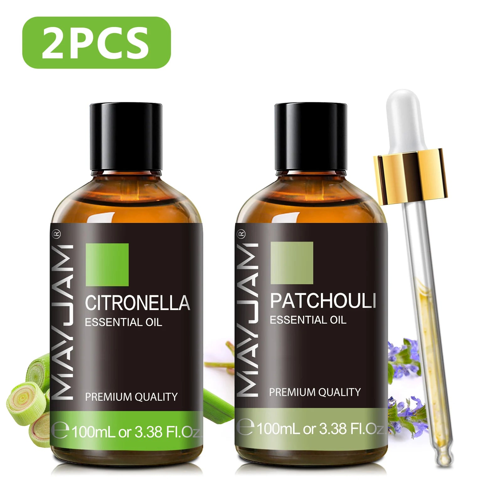 MAYJAM 2PCS Natural Plant Essential Oils Lavender Jasmine Eucalyptus Vanilla Fragrance Oil for Humidifier Diffuser