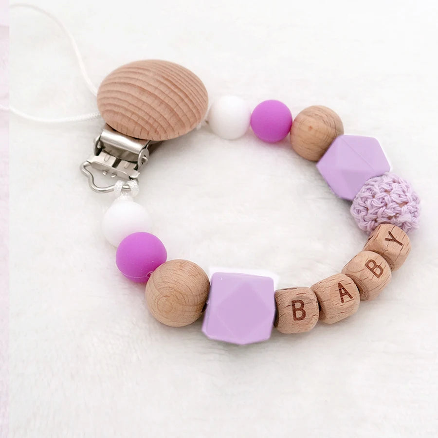Baby Pacifier Clip Holder Free personalized name Food Silicone Teething With Newborn Gift Anti-drop Chain