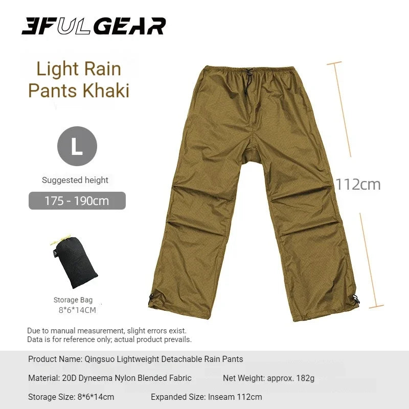 3F UL GEAR Split Hiking Raincoat Rain Pants Waterproof 15D Nylon Lightweight Outdoor Camping Rain Coat Gear Poncho Women Men