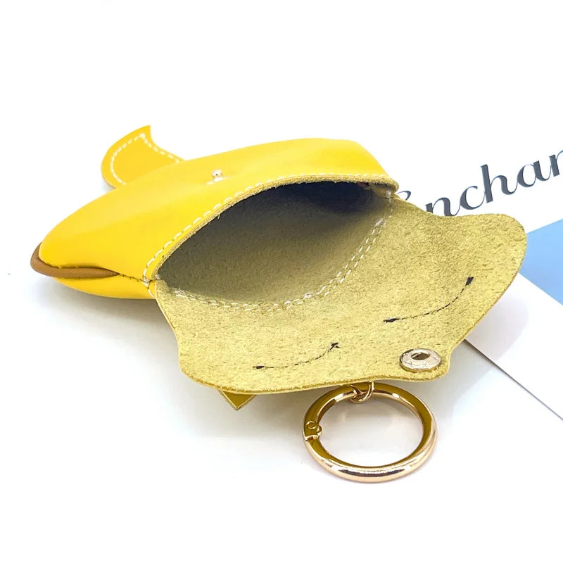 New Cow Leather Fox Keychain Bag Pendant Cute Car Key Ring Bag Parts Accessories For Women And Men Card Bag Holder