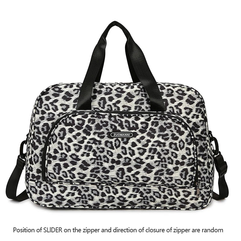 Fashionable Leopard Printing Travel Bag, Large Capacity Sports Gym Tote Bags for Women,Weekend Overnight Duffel Shoulder Bag
