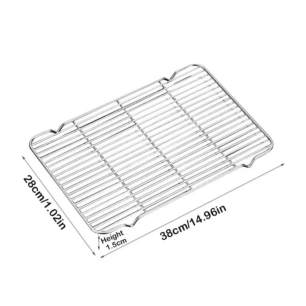 New Stainless Steel Cooling Rack Non-stick Silver Baking Tray Barbecue Cooking Mesh Shelf