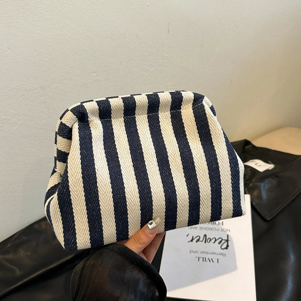 Summer Woven Crochet Purses for Women Beach Clutch Handbags 2024 Dumpling Hobo Casual Colorblock Bag Ladies Ruched Cloud Purse