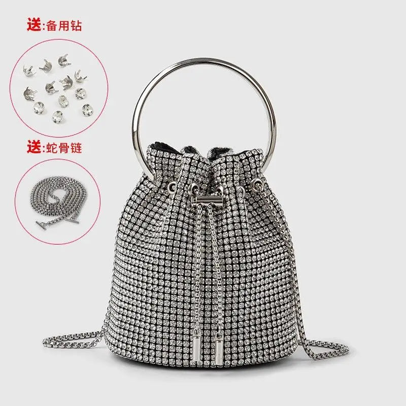 Women's bag bucket bags Women's inlaid diamond bag Fashion dinner women luxury single shoulder designer handbags