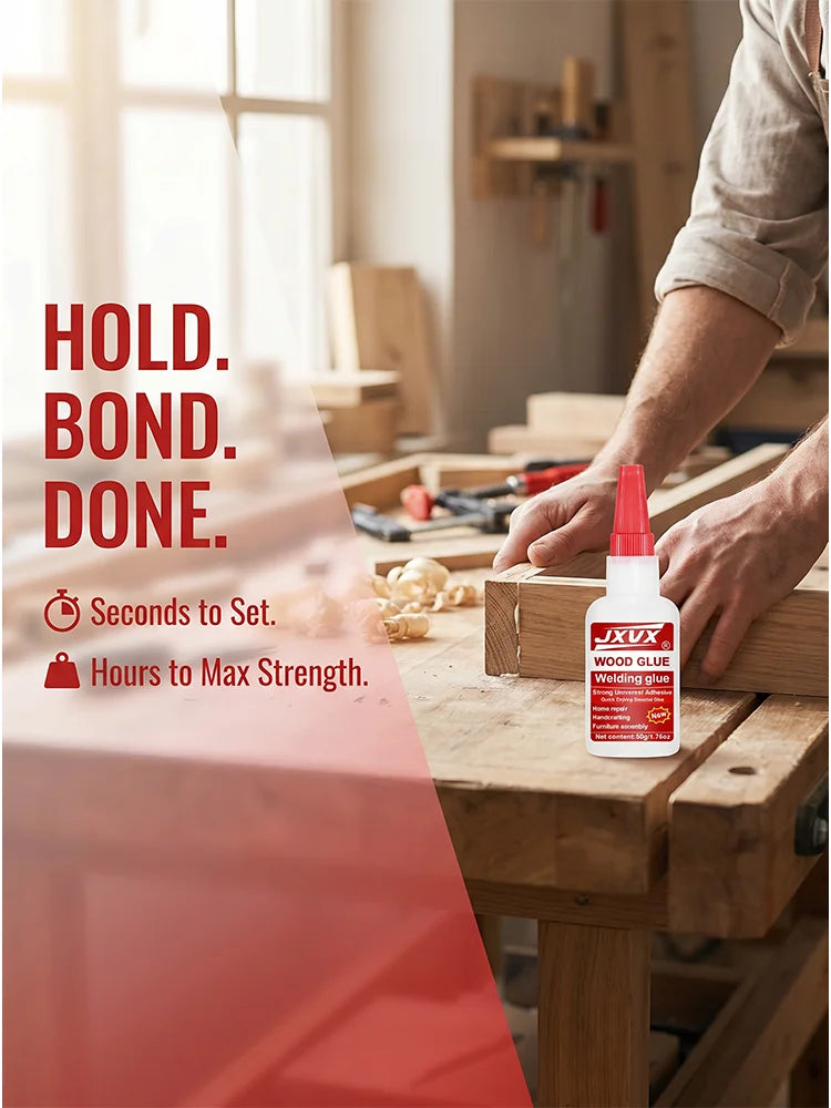 Fast-Drying Wood Glue, 50 G. Heat-Resistant and Waterproof Adhesive for Furniture, Home Repairs and Crafts