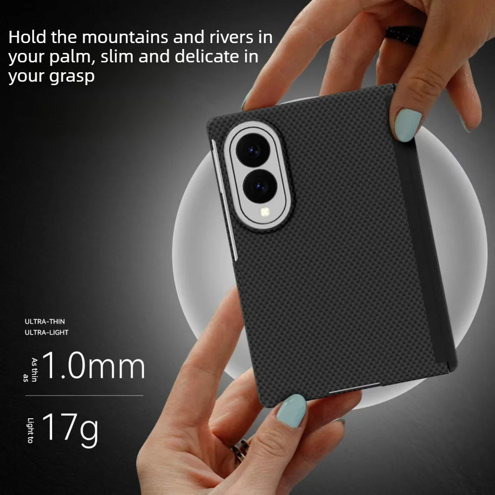 Luxury Busienss Nano-carving Carbon Fiber Texture Case for For Samsung Galaxy Z Fold 8 for Magsafe Hinge Alloy Lens Phone Cover