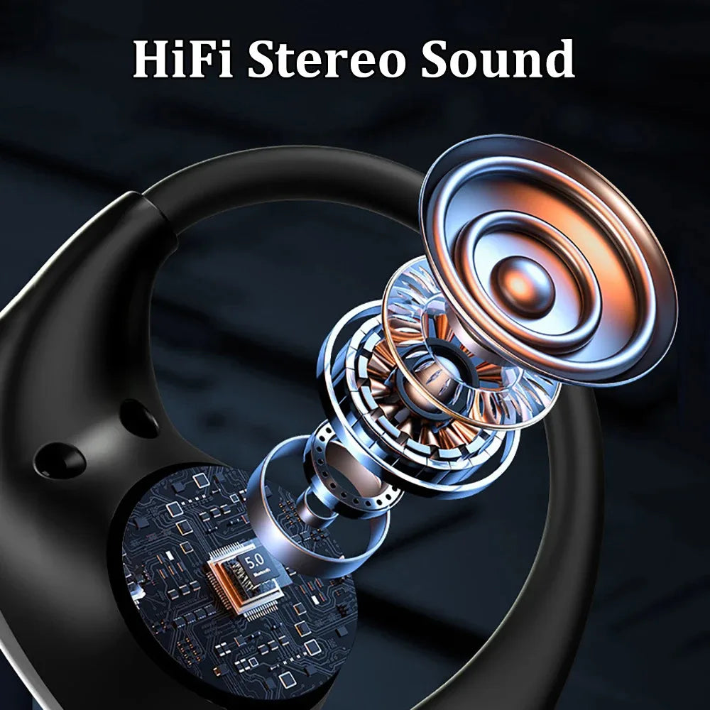 Bluetooth 5.4 OWS Wireless Earphones HiFi Stereo Waterproof Headsets Ear Hook Hands-free Mic Noise Cancelling Earbuds Headsets