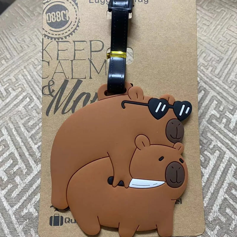 Travel Accessories Luggage Tag Cartoon Capybara PVC Suitcase ID Addres Holder Baggage Boarding Tags Portable Label