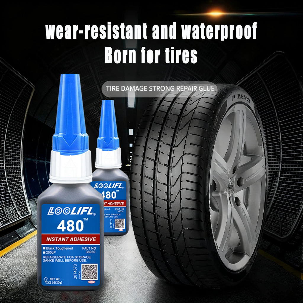 480 Black Super Glue, Quick-Bondig Adhesive Leather Rubber Wood Metal Strong Liquid Glue, Emergency Repair Adhesive, Rubber Glue
