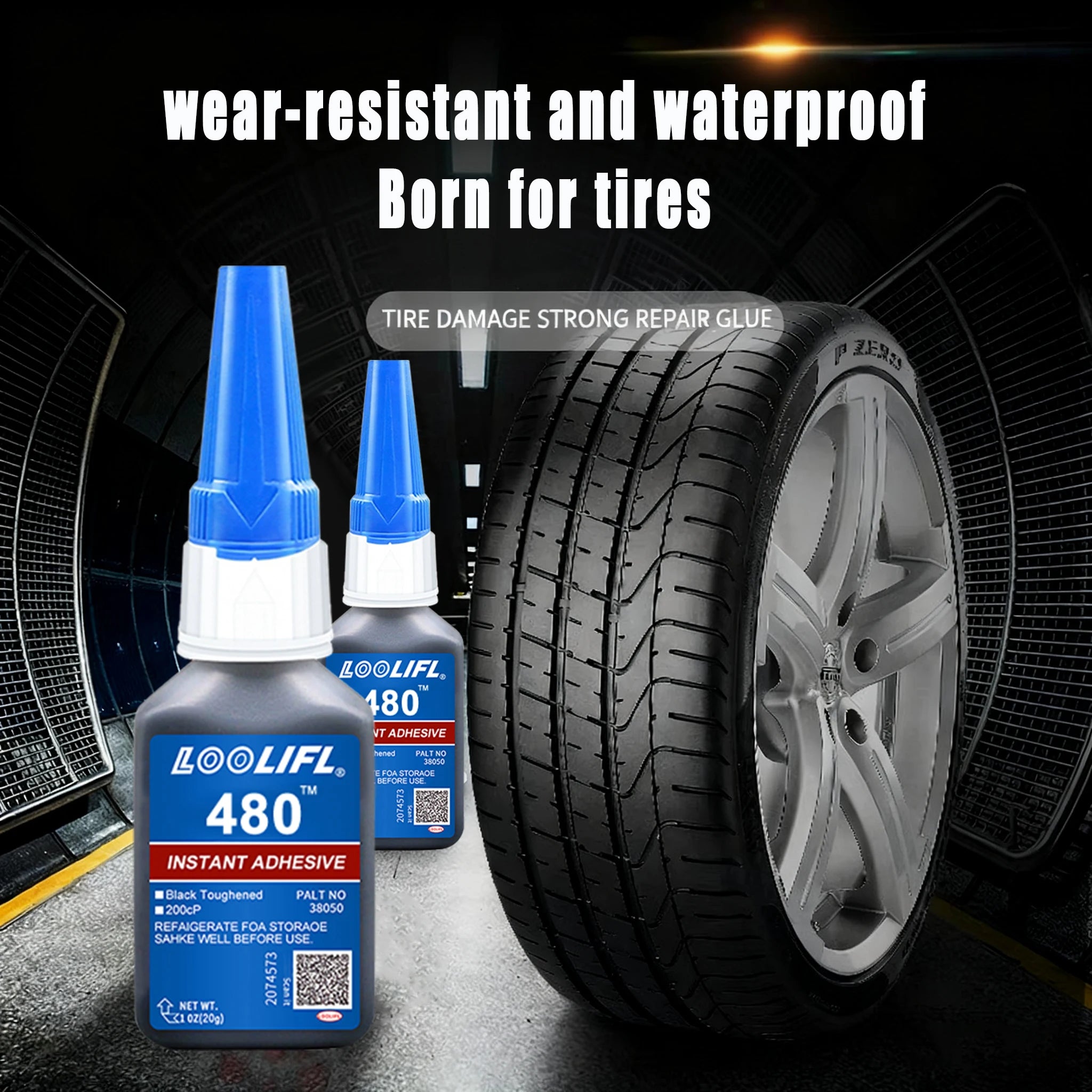 480 Black Super Glue, Quick-Bondig Adhesive Leather Rubber Wood Metal Strong Liquid Glue, Emergency Repair Adhesive, Rubber Glue