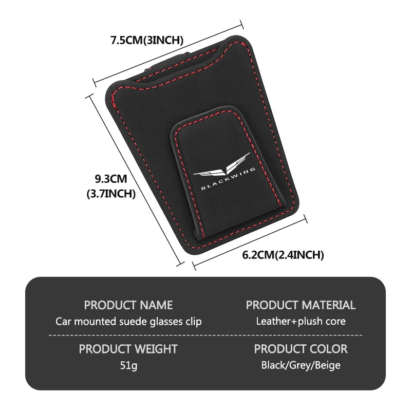 Suede Car Logo Sun Visor Glasses Clip Ticket Card Storage Clamp For Cadillac CT5-V XT4 CT4 XT5 CT5 XT6 CT6 Escalade Seville