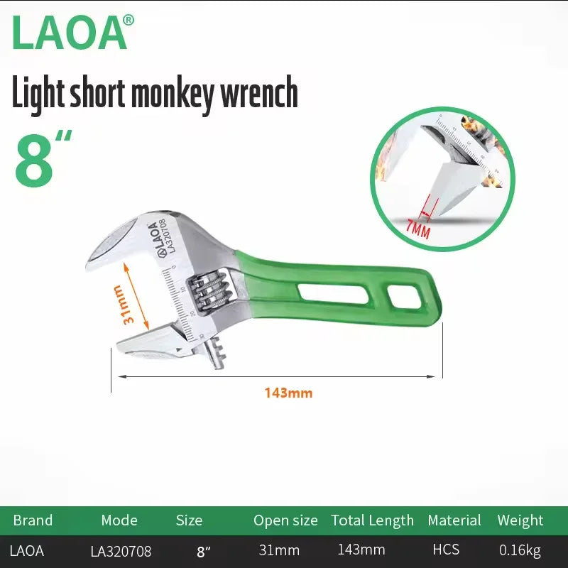 LAOA Short Handle Wrench Adjustable Long Handle Lightweight Large Opening Wrench 6' 8' 10' 12' Repair Tool  Large Open