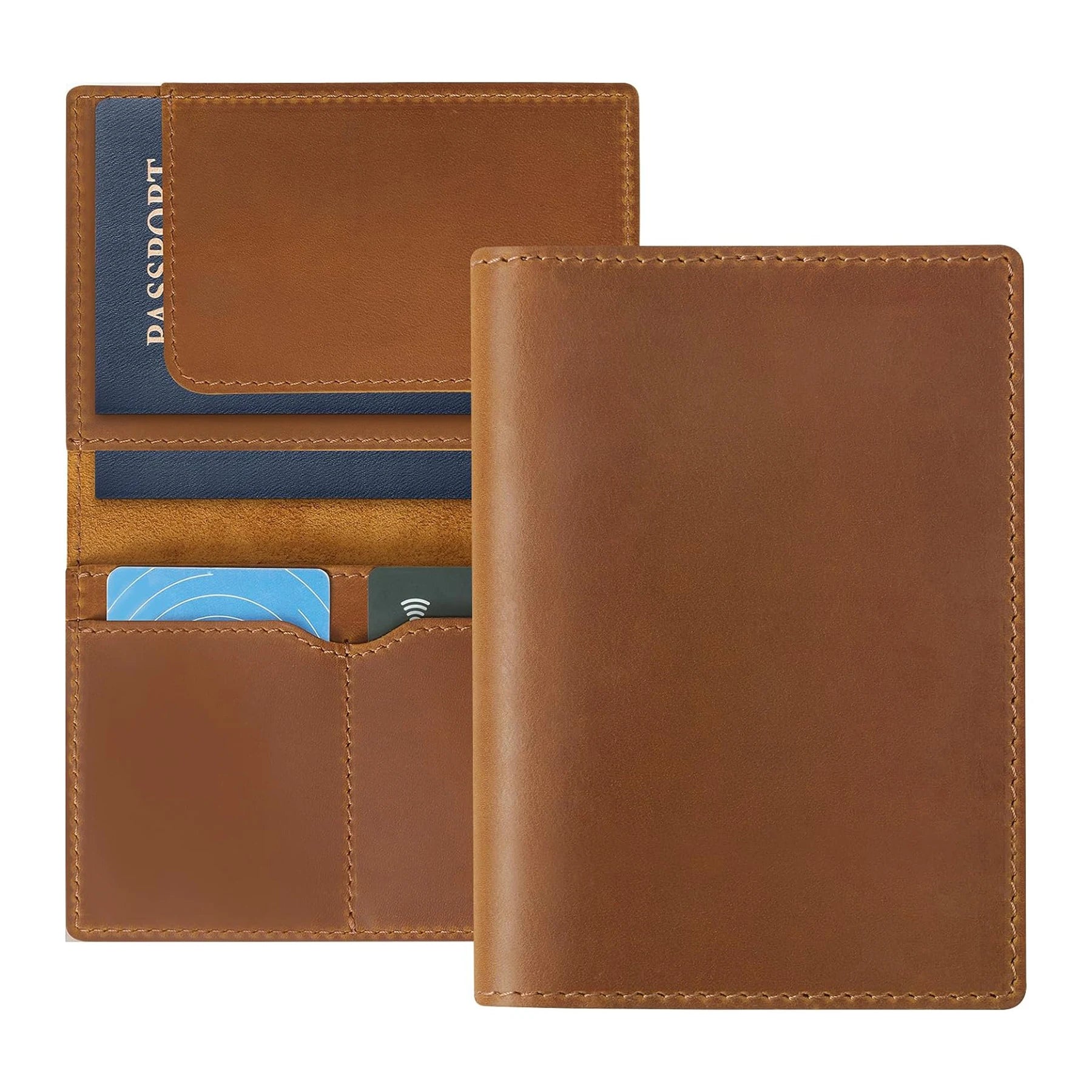 AIGUONIU Leather Passport Holder Travel Wallet Cover Case for Men and Women Leather Travel Documents Organizer Protector