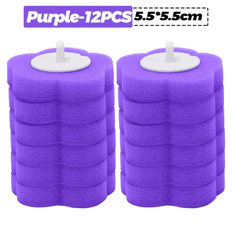6-60PCS Toilet Disposable Replacement Head Foam Cleaning Sponges Heads Toilet Brush Refills No Dead Angle Bathroom Brush Heads