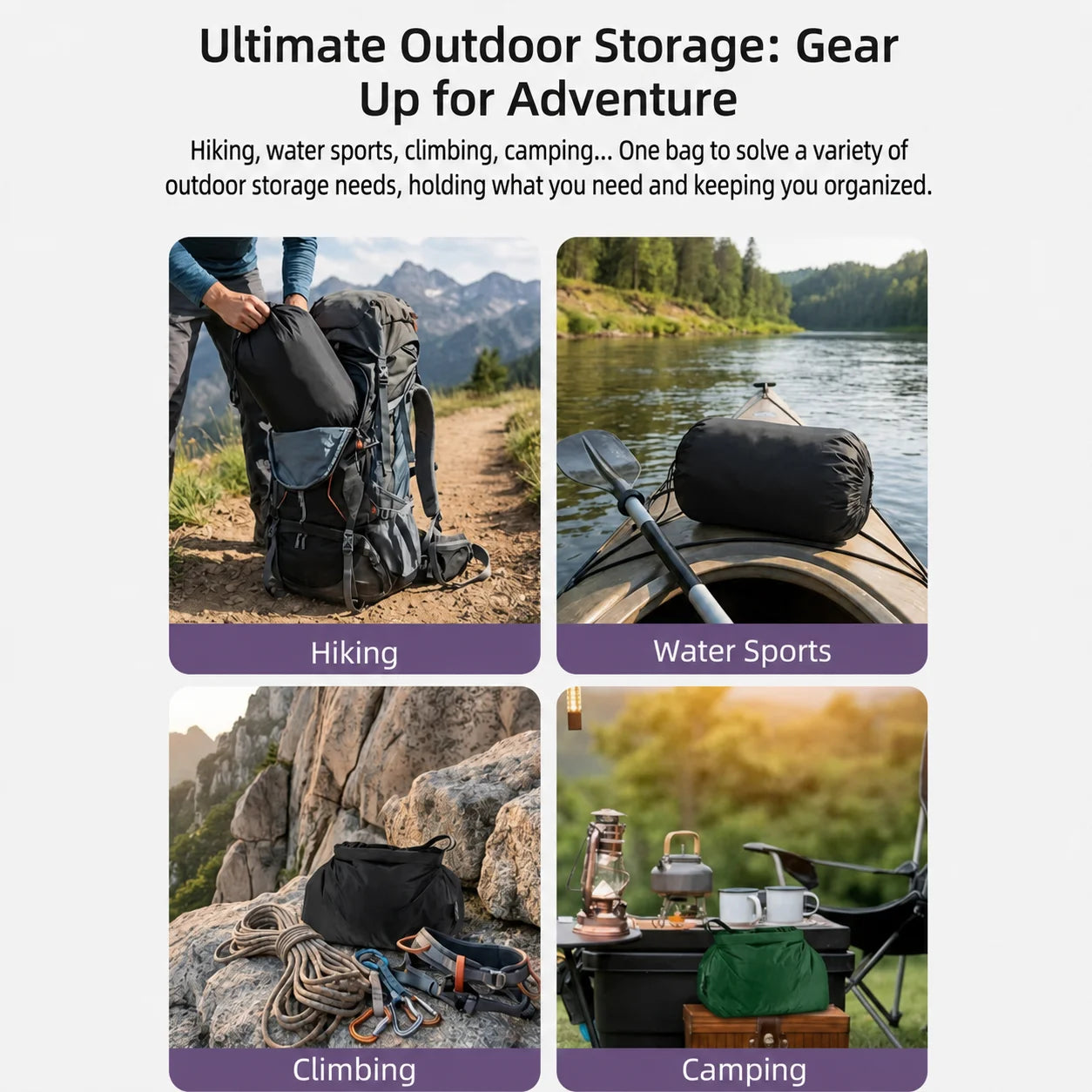 Outdoor Camping Vacuum Compression Bag No Pump Waterproof Storage Organizer for Sleeping Bag Hiking Backpacking Space Saving
