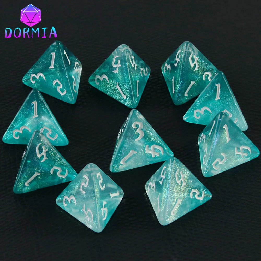 D4 Mixed Colours Polyhedral Dice High Quality 4 Sided Colourful Glitter Dice for Math Teaching Playing Tabletop Games