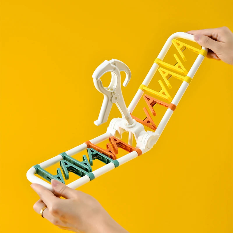 Portable Travel Laundry Drying Rack Plastic Foldable Clothesline Multi-clamp Socks Underwear Drying Rack Compact Storage Orga...