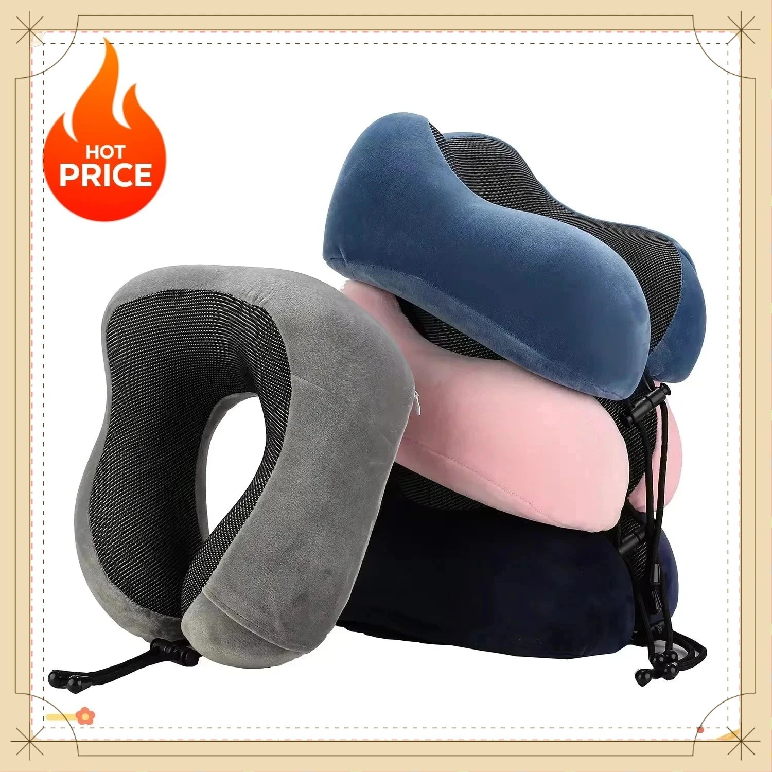 Massage U Shaped Memory Foam Neck Pillow Ergonomic Cervical Support Soft Travel Pillow for Airplane Car Road Trip Rest