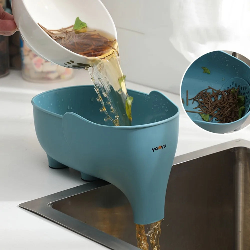 Sink Strainer Elephant Drain Basket Fruit Vegetable Washing Basket Hanging Drainer Rack Multipurpose Kitchen Storage Accessories