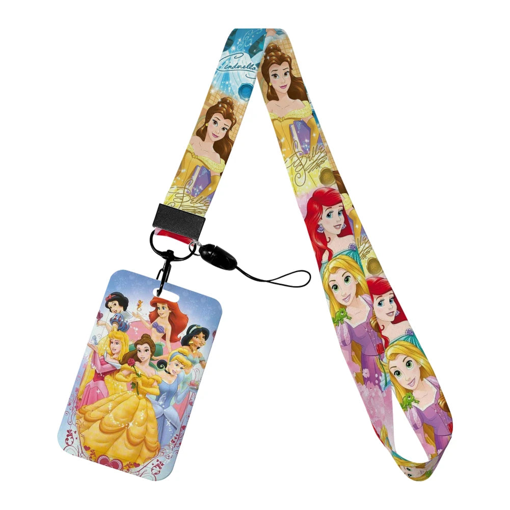 Disney Princess New Arrival Card Holder Student Keychain Girl Bus Metro Protective Case School Card Cover Kid Personalized Gifts