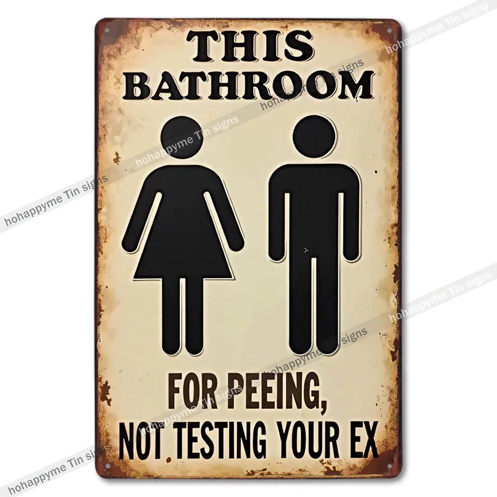 Retro Metal Tin Bathroom Signs Wall Decor for Home Restroom Vintage Toilet Humor Art Unique Gift Ideas