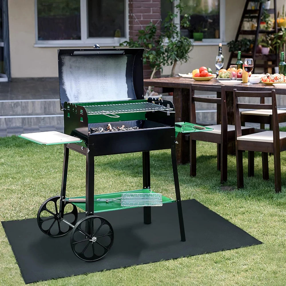 Outdoor BBQ Grill Fireproof Mat - Multi-use Reusable High Temperature Resistant Fire Pit Pad Lawn Protection Mat Flame Retardant