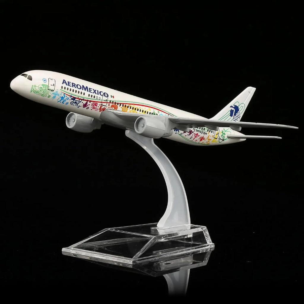 16cm Toy Airplane Model Aeromexico B787 Diecast Metal Airplane Model Kits with Stand for Collections and Displays or Boys Gift