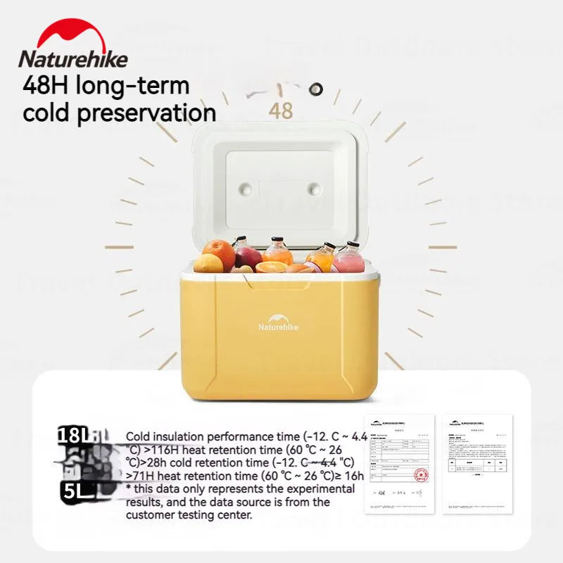 Naturehike 5L/18L Cooler Box 48h Cold Preservation Food-grade PP Material Mini Refrigerator Outdoor Picnic Camping Supplies