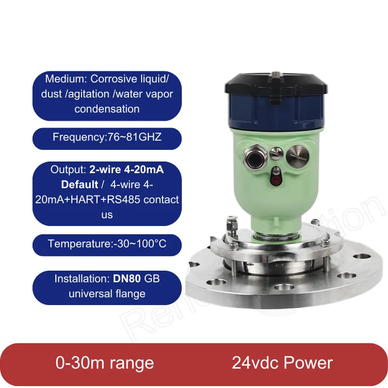 80ghz High Frequency Radar Level Meter Explosion-proof Anti-corrosion Material Storage Dust River Reservoir Water Level Gauge