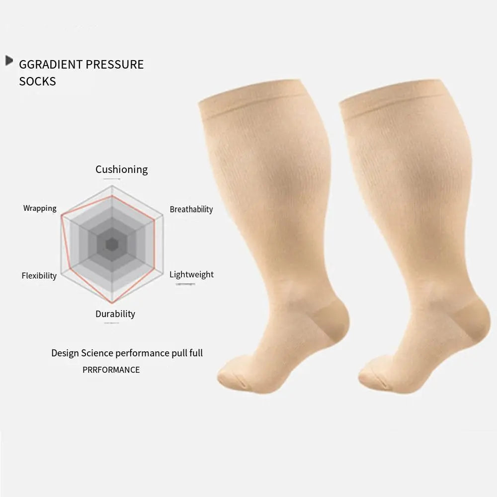 Plus Size Compression Socks Extra Wide Calf 2XL-4XL Knee High Stockings Circulation Swelling Support Soft Calves Leg Stockings